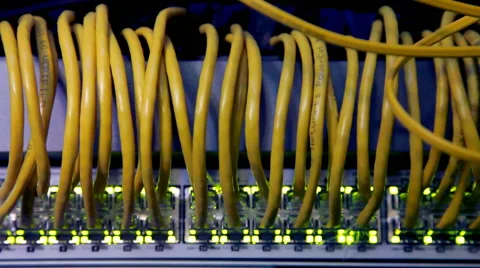 Lights and connections on network server. Video stock 45177818