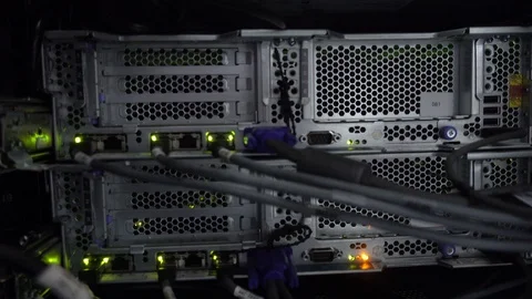 Lights and connections on network server Stock Footage 112274514
