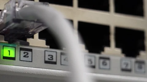 Lights and connections on network server Video stock 125733656