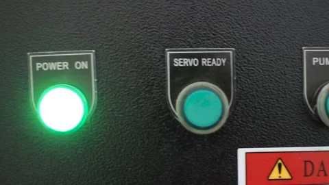 Lights and control buttons for an industrial production machine Stock Footage 88371371