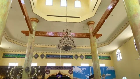 The lights and decorations are located on the roof of the mosque Stock Footage 236702219