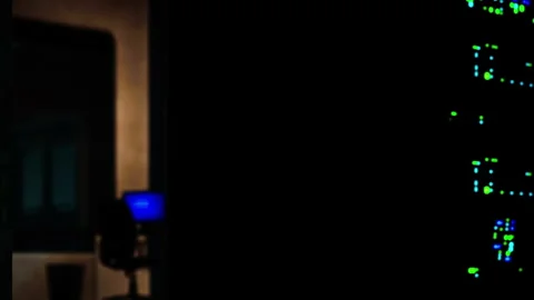 Lights and devices in a server room at night with dark surroundings Stock Footage 344998614