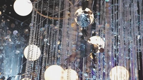 Lights and lanterns in the night. Bokeh, Gold, orange bokeh string light ba.. Stock Footage 277096941