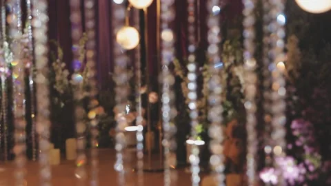 Lights and lanterns in the night. Bokeh, Gold, orange bokeh string light ba.. Stock Footage 277098117
