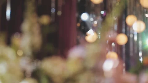 Lights and lanterns in the night. Bokeh, Gold, orange bokeh string light ba.. Stock Footage 277098141