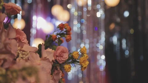 Lights and lanterns in the night. Bokeh, Gold, orange bokeh string light ba.. Stock Footage 277098174