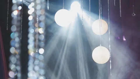 Lights and lanterns in the night. Bokeh, Gold, orange bokeh string light ba.. Stock Footage 277098181