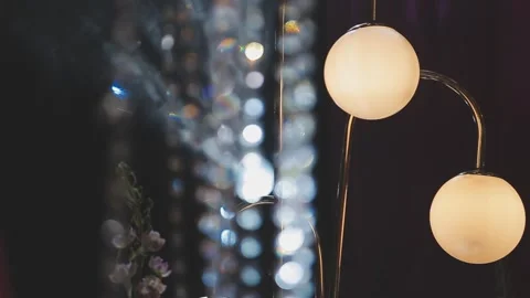 Lights and lanterns in the night. Bokeh, Gold, orange bokeh string light ba.. Stock Footage 277098252
