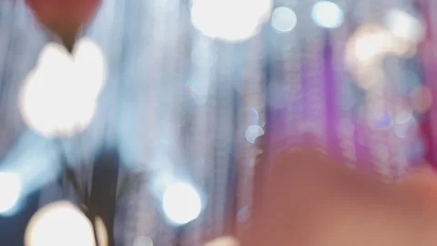 Lights and lanterns in the night. Bokeh, Gold, orange bokeh string light ba.. Stock Footage 277098284