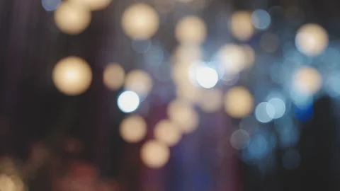 Lights and lanterns in the night. Bokeh, Gold, orange bokeh string light ba.. Stock Footage 277098466