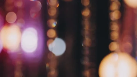 Lights and lanterns in the night. Bokeh, Gold, orange bokeh string light ba.. Stock Footage 277131961