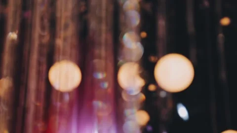 Lights and lanterns in the night. Bokeh, Gold, orange bokeh string light ba.. Stock Footage 277131971