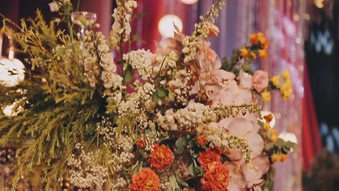 Lights and lanterns in the night. Bokeh, Gold, orange bokeh string light ba.. Stock Footage 277131990