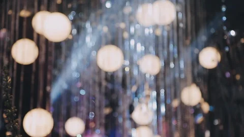 Lights and lanterns in the night. Bokeh, Gold, orange bokeh string light ba.. Stock Footage 277132103