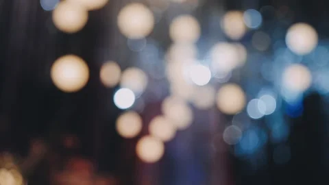 Lights and lanterns in the night. Bokeh, Gold, orange bokeh string light ba.. Stock Footage 277132148
