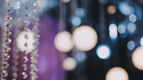 Lights and lanterns in the night. Bokeh, Gold, orange bokeh string light ba.. Stock Footage 277132174