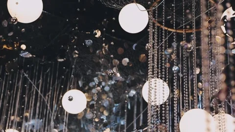 Lights and lanterns in the night. Bokeh, Gold, orange bokeh string light ba.. Stock Footage 277132190