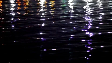 Lights and Reflection on The Water at Night Stock Footage 89155208