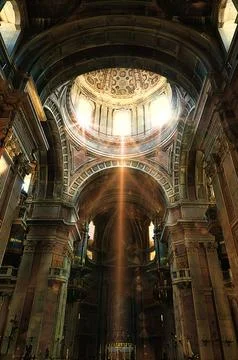 Lights and shadows inside a cathedral Foto stock