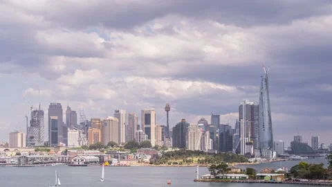 Lights And Shadows Over CBD Sydney Timelapse Stock Footage 141889470