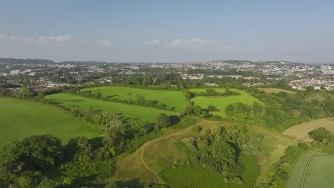 Lights and Shadows over Fields and Farms, Torquay, Devon, England, Europe Видео 311758088
