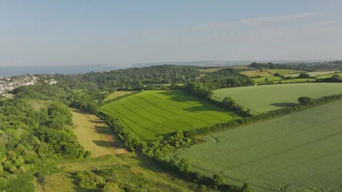 Lights and Shadows over Fields and Farms, Torquay, Devon, England, Europe Видео 311758175