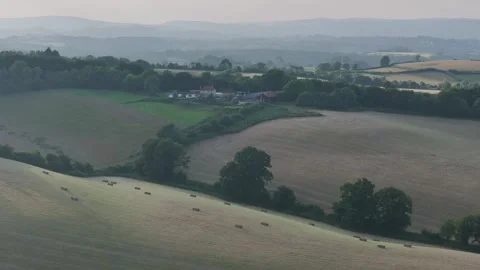 Lights and Shadows over Fields and Farms, Torquay, Devon, England, Europe Видео 311780834