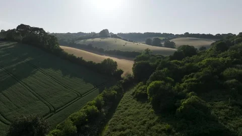 Lights and Shadows over Fields and Farms, Torquay, Devon, England, Europe Видео 311780855