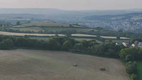 Lights and Shadows over Fields and Farms, Torquay, Devon, England, Europe Видео 311780860