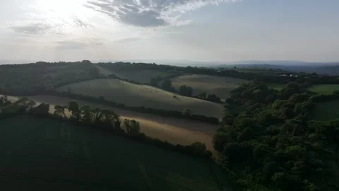 Lights and Shadows over Fields and Farms, Torquay, Devon, England, Europe Видео 311780862