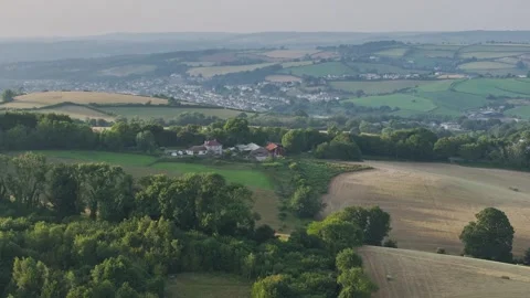 Lights and Shadows over Fields and Farms, Torquay, Devon, England, Europe Видео 311782338