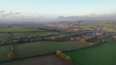 Lights and Shadows over Torquay Farms and Fields, Torquay, Devon, England Stock Footage 221176521