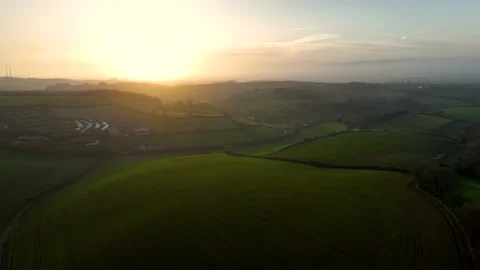Lights and Shadows over Torquay Farms and Fields, Torquay, Devon, England Stock Footage 221176881