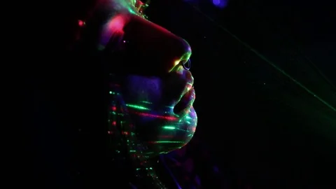 Lights beaming on teen Stock Footage 80824069