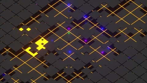 Lights blink across movable black backlit panels. Motion graphics screensaver Stock Footage 151651030