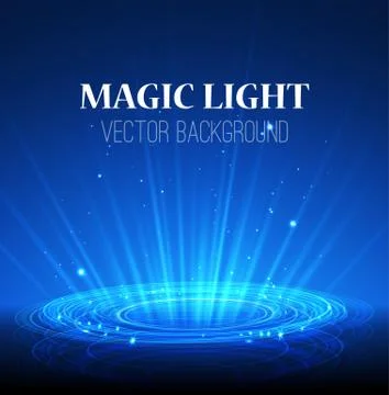 Lights on Blue Background, Abstract Magic Illustration Stock Illustration