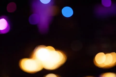 Lights blurred bokeh background from night party for your design Stock Photos
