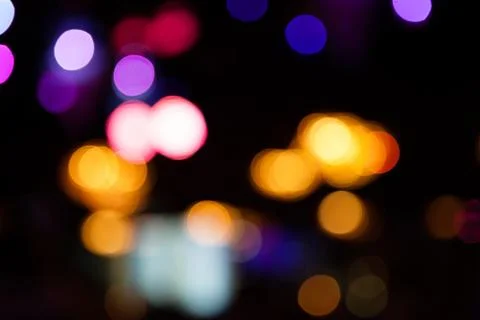 Lights blurred bokeh background from night party for your design Stock Photos