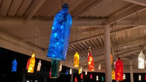 Lights in bottle interior decoration Stock Footage 195260159