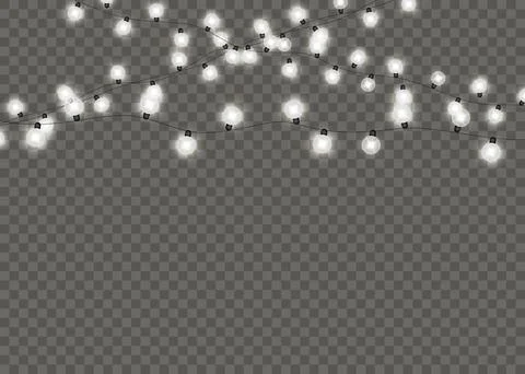Lights bulbs border isolated on transparent background. Illustrazione stock