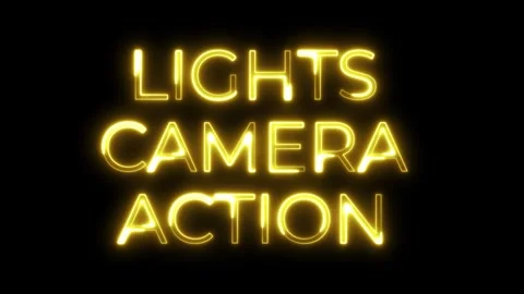 Lights, Camera, Action!   Neon Text Animation Video stock 320391444
