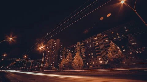 Lights of the city at night Stock Footage 45418149