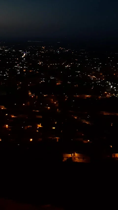 The lights of the city of Tlemcen, from the heights of the region, Lalla Setti Stock Footage