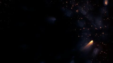 Lights in the dark, ardent soft shapes bokeh bg - abstract 3D rendering Stock Illustration