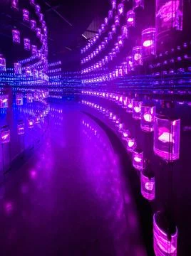  Lights display in the Museum of the Future, vertical view. Lights display... 库存照片
