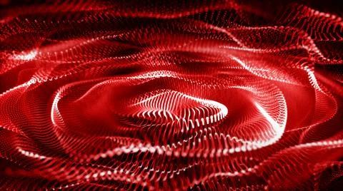 Lights effects with blurred red neon light curved lines. 3d render Stock Illustration
