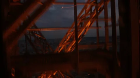 Lights on Eiffel Tower at Sunset in Paris Stock Footage 43899832