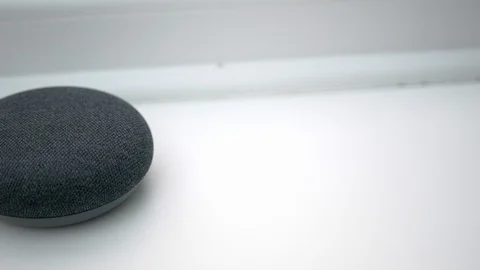 Lights Flash on Google Home Mini Smart Speaker Video stock 104116602