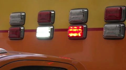Lights flash on the side of a fire engine. Stock Footage 44115934