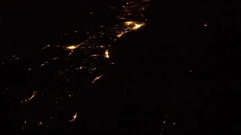 Lights flashing in the night - Some elements furnished by NASA Stock Footage 106615203